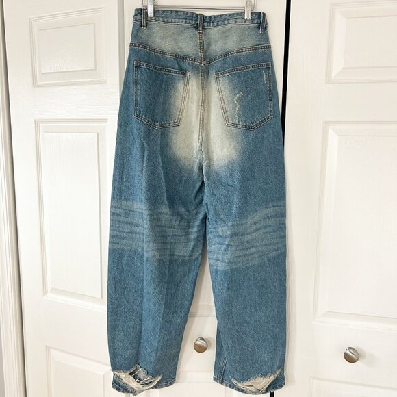 The Frankie Shop Tanner Bleach Wide Leg Jeans Worn Wash Denim Pants NWOT M - Picture 6 of 10
